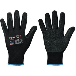 120 Paar OPTIGRIP OPTIFLEX Handschuhe aus Polyamid mit Schrumpflatex-Beschichtung in Schwarz, Kategorie 2