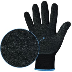 120 Paar OPTIGRIP OPTIFLEX Handschuhe aus Polyamid mit Schrumpflatex-Beschichtung in Schwarz, Kategorie 2