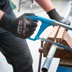 120 Paar OPTIGRIP OPTIFLEX Handschuhe aus Polyamid mit Schrumpflatex-Beschichtung in Schwarz, Kategorie 2