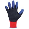 120 Paar TIP GRIP STRONGHAND Handschuhe aus Polyester mit Schrumpflatex-Beschichtung in Rot, Schwarz und Blau, Kat 2