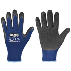 120 Paar LAFOGRIP STRONGHAND® Handschuhe aus Polyester mit Latexbeschichtung in Blau/Schwarz, Kat 2