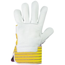 120 Paar AGRA STRONGHAND® Handschuhe aus Rind-Vollleder in Natur/Gelb, Kategorie 2