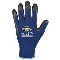 120 Paar LAFOGRIP STRONGHAND® Handschuhe aus Polyester mit Latexbeschichtung in Blau/Schwarz, Kat 2