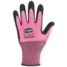 120 Paar Lady Flexter Stronghand Handschuhe aus Polyester mit Latexbeschichtung in Pink/Schwarz, KAT 2