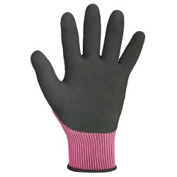 120 Paar Lady Flexter Stronghand Handschuhe aus Polyester mit Latexbeschichtung in Pink/Schwarz, KAT 2