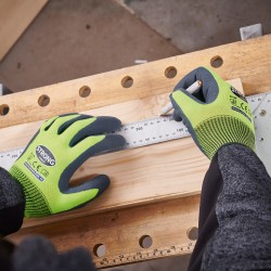 120 Paar FLEXTER STRONGHAND® Handschuhe aus Polyester mit Latex-Beschichtung in Gelb/Grau, Kategorie 2