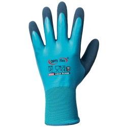 120 Paar AQUA GUARD OPTI FLEX® Handschuhe aus Polyamid und Latex in Blau und Dunkelblau, Kategorie 2