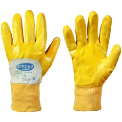 144 Paar TORONTO STRONGHAND® Arbeitshandschuhe aus Baumwolle mit Nitril-Beschichtung in Gelb, Kategorie 2