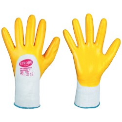 144 Paar AMUR STRONGHAND® Handschuhe aus Polyester/Nitril, weiss/gelb, Kategorie 2