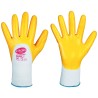 144 Paar AMUR STRONGHAND® Handschuhe aus Polyester/Nitril, weiss/gelb, Kategorie 2