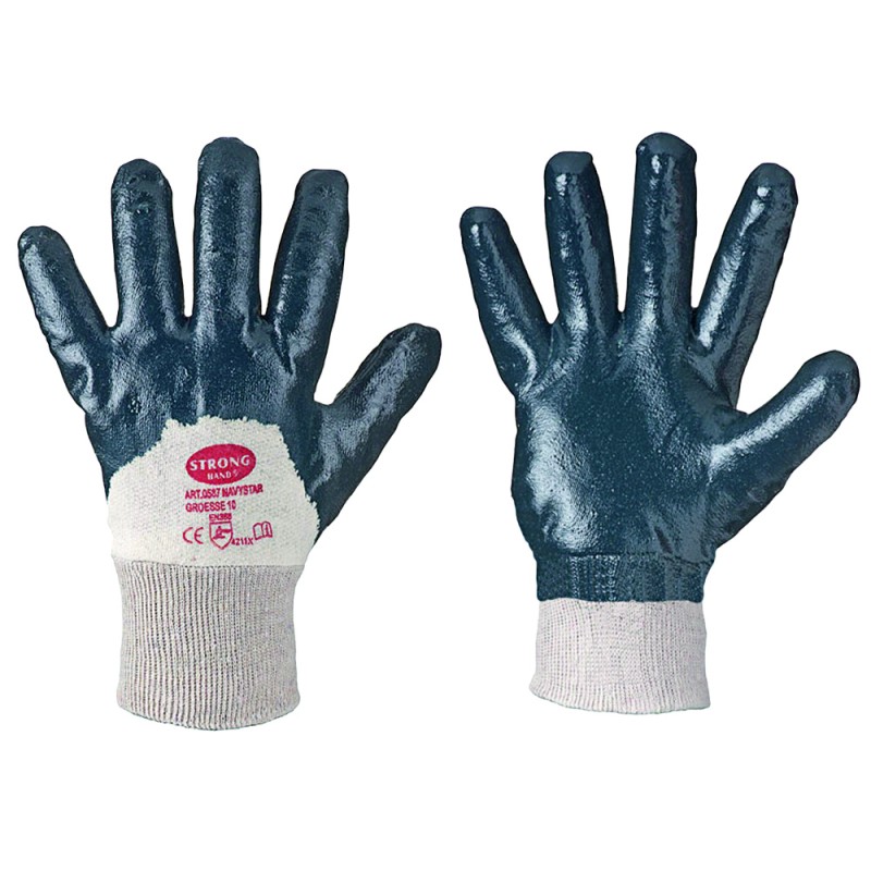 144 Paar NAVYSTAR STRONGHAND® Handschuhe aus Baumwolle/Nitril in Blau, Kat 2