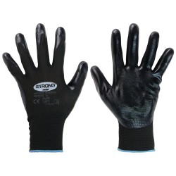 240 Paar SHANTOU STRONGHAND® Handschuhe aus Polyester/Nitril, schwarz, Kategorie 2