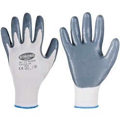 240 Paar WUHAN STRONGHAND® Handschuhe aus Polyester/Nitril, weiss/grau, Kategorie 2