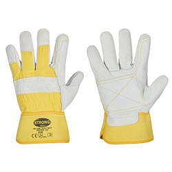 60 Paar Stronghand Heavy Duty Handschuhe aus Rind-Vollleder in natur/gelb, CAT 2 zertifiziert