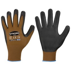 120 Paar DALIAN STRONGHAND® Arbeitshandschuhe aus Polyamid (Nylon) mit Nitrilschaum, braun/schwarz, Kategorie 2