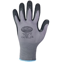 120 Paar CANTON STRONGHAND® Arbeitshandschuhe aus Polyamid mit Nitrilschaum in Grau/Schwarz, Kategorie 2