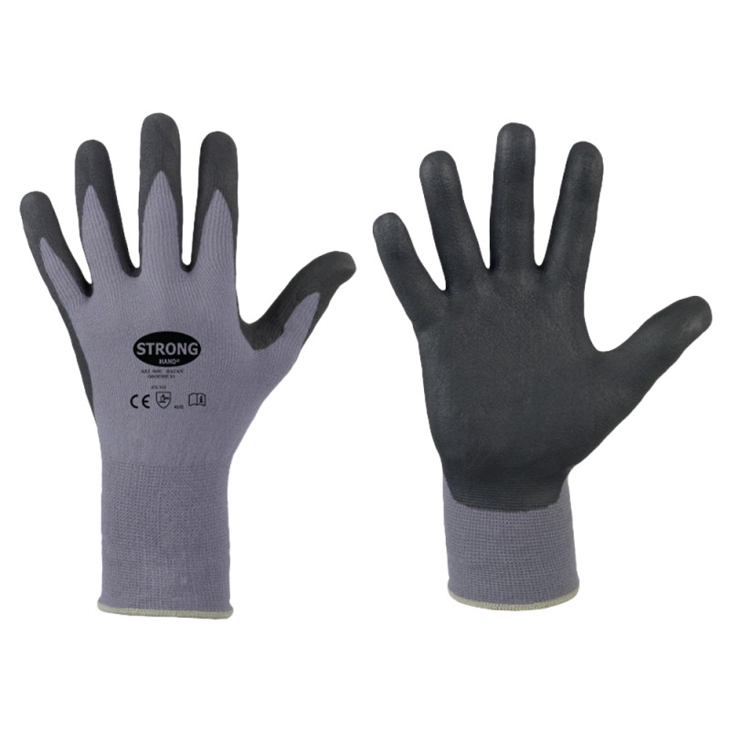 120 Paar BATAN STRONGHAND® Handschuhe aus Polyamid und Elasthan mit Nitrilschaum, grau/schwarz, Kat 2