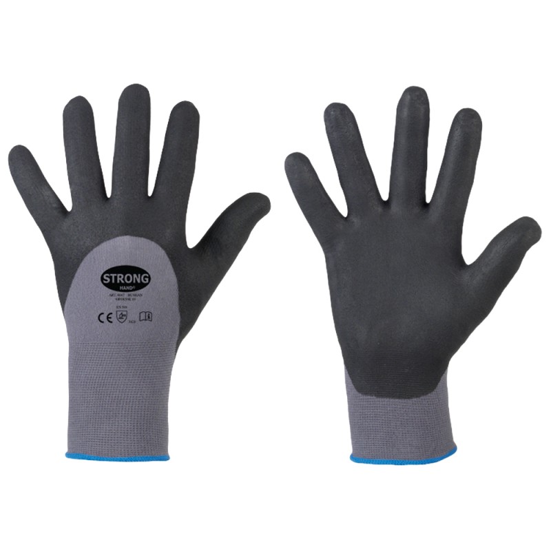 120 Paar BUSHAN STRONGHAND® Handschuhe aus Polyamid mit Nitrilschaum, grau/schwarz, Kategorie 2
