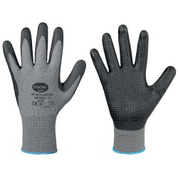 120 Paar LANZHOU STRONGHAND® Handschuhe aus Polyester mit Nitrilschaumbeschichtung in Grau/Schwarz, Kat 2
