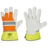 60 Paar Stronghand HI-VIS Handschuhe aus Rind-Vollleder in Natur/Orange/Gelb, CAT 2 Sicherheitsstandard
