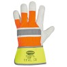60 Paar Stronghand HI-VIS Handschuhe aus Rind-Vollleder in Natur/Orange/Gelb, CAT 2 Sicherheitsstandard