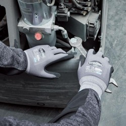 144 Paar NIFOA FLEX STRONGHAND® Arbeitshandschuhe aus Polyamid und Elastan mit Nitrilschaumbeschichtung, grau/schwarz