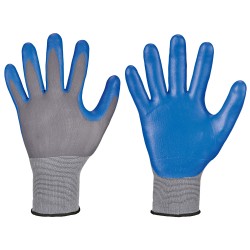 144 Paar DELTANA STRONGHAND® Handschuhe aus Polyamid/Nitrilschaum, grau/blau, Kategorie 2
