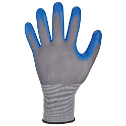 144 Paar DELTANA STRONGHAND® Handschuhe aus Polyamid/Nitrilschaum, grau/blau, Kategorie 2