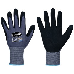 144 Paar ATLANTA STRONGHAND® Handschuhe aus Polyamid und Elasthan mit Nitrilschaum-Beschichtung, grau/schwarz, Kat 2