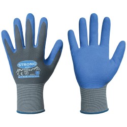 144 Paar Blue Mountains Stronghand® Handschuhe aus Polyamid und Nitrilschaum in Grau/Blau, Kat 2