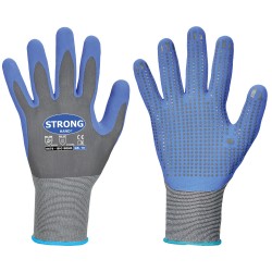 144 Paar BIG BEND STRONGHAND Handschuhe aus Polyamid/Nylon mit Nitrilschaum, grau/blau, Kategorie 2