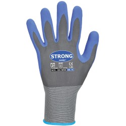 144 Paar BIG BEND STRONGHAND Handschuhe aus Polyamid/Nylon mit Nitrilschaum, grau/blau, Kategorie 2