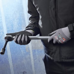 144 Paar OPTIMATE OPTI FLEX Handschuhe aus Polyamid und Elasthan mit Nitrilschaum-Beschichtung, grau/schwarz, Kat 2