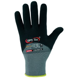 144 Paar LIQUIMATE OPTI FLEX®-Handschuhe aus Polyamid und Elasthan mit Nitrilschaumbeschichtung, grau/schwarz, Kat 2