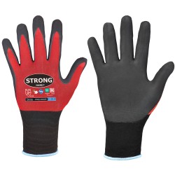 120 Paar PRECISOR STRONGHAND® Handschuhe aus Polyamid/Elasthan mit Nitrilschaum-Beschichtung, rot/schwarz, Kat 2