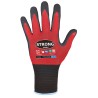 120 Paar PRECISOR STRONGHAND® Handschuhe aus Polyamid/Elasthan mit Nitrilschaum-Beschichtung, rot/schwarz, Kat 2