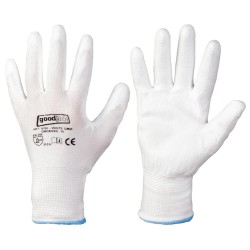 240 Paar Goodjob® Grip-Handschuhe aus Polyester/PU in Weiss, Kategorie 2