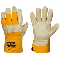 120 Paar STRONGHAND® Handschuhe aus Schweins-Vollleder in Bisquit Beige/Gelb, Schutzklasse CAT 2