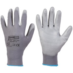 240 Paar Goodjob Handschuhe aus Polyester mit PU-Beschichtung, grau, Kategorie 2
