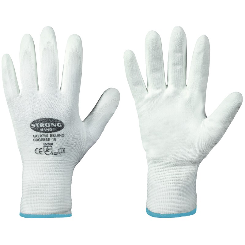 240 Paar Stronghand® Classic Beijing Handschuhe aus Polyamid (Nylon) mit PU-Beschichtung in Weiss, Kat 2