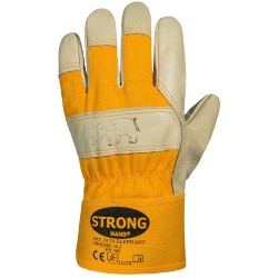 120 Paar STRONGHAND® Handschuhe aus Schweins-Vollleder in Bisquit Beige/Gelb, Schutzklasse CAT 2