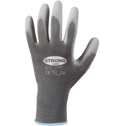 240 Paar Stronghand® Classic Handschuhe aus Polyamid (Nylon) mit PU-Beschichtung in Grau, Kategorie 2