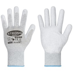 120 Paar BEIJING STRONGHAND® ESD-Handschuhe aus Polyamid (Nylon) mit PU-Beschichtung in Grau/Weiss, CAT 2