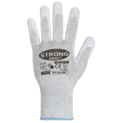 120 Paar BEIJING STRONGHAND® ESD-Handschuhe aus Polyamid (Nylon) mit PU-Beschichtung in Grau/Weiss, CAT 2