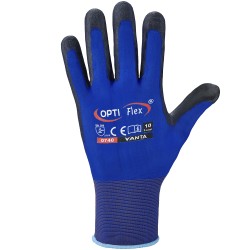 120 Paar YANTA OPTI FLEX® Handschuhe aus Polyamid (Nylon) mit PU-Beschichtung, dunkelblau/schwarz, Kat 2