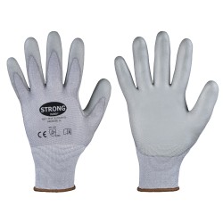 60 Paar KUNMING STRONGHAND® Handschuhe mit Schnittschutz Level B, 18 g, PU-Beschichtung, grau, Kat 2