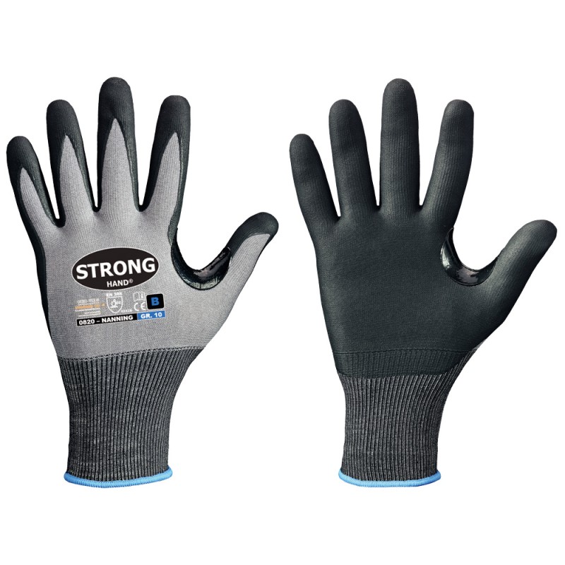 60 Paar Nanning Stronghand® Schnittschutzhandschuhe mit Touchscreen-Funktion, Nitril/PU, grau/schwarz, Kat 2