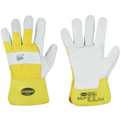 60 Paar Eisbär Stronghand® Lederhandschuhe aus Rind-Vollleder in Natur/Gelb, Kategorie 2