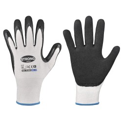 120 Paar PUYANG STRONGHAND® Handschuhe mit Schnittschutz Level D, Nitril, weiss/schwarz, Kat 2