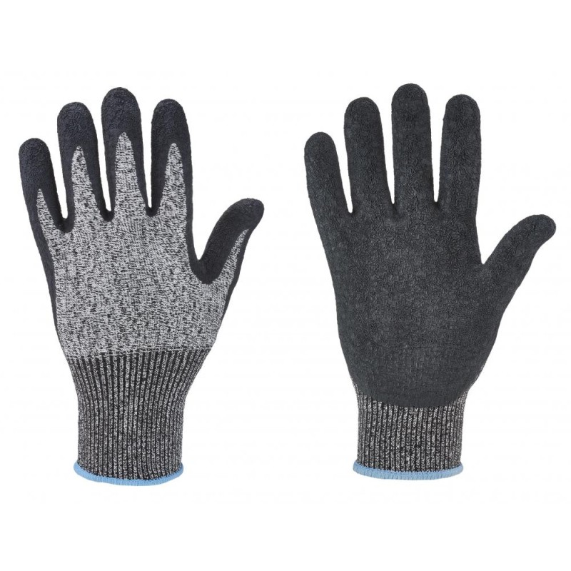 60 Paar DAYTON STRONGHAND® Handschuhe mit Level D Schnittschutz aus Latex in Grau/Schwarz, Kat 2